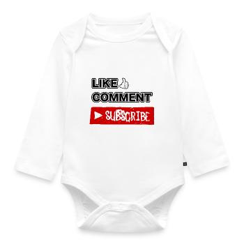 Like, Comment, Subscribe. - Organic Longsleeve Baby Bodysuit - white - Front