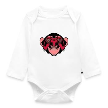 monkey controller games eye joystick geek - Organic Longsleeve Baby Bodysuit - white - Front