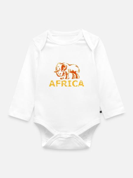 Afrika - Baby Bio-Langarm-Body - Weiß
