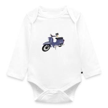 Simson Schwalbe blau - Baby Bio-Langarm-Body - Weiß - Vorne