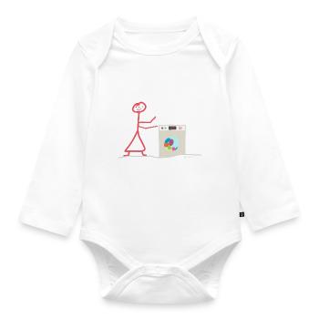 Haushalt Strichmännchen Waschmaschine Kleidung - Baby Bio-Langarm-Body - Weiß - Vorne