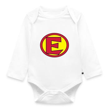 Super, Superheld, Superheldin, Hero, E - Baby Bio-Langarm-Body - Weiß - Vorne
