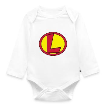 Super, Superheld, Superheldin, Hero, L - Organic Longsleeve Baby Bodysuit - white - Front
