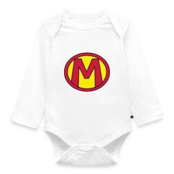 Super, Superheld, Superheldin, Hero, M - Organic Longsleeve Baby Bodysuit - white - Front