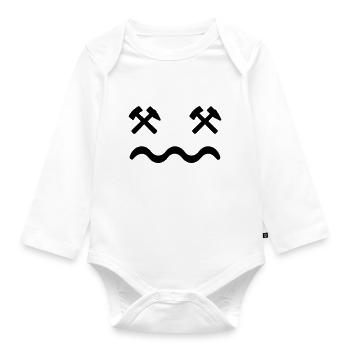 Face: Mallet & Iron (design color changeable) - Organic Longsleeve Baby Bodysuit - white - Front