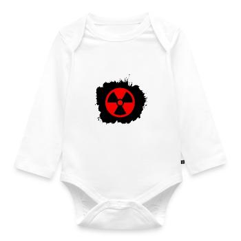 Red, red Radioactive, radioactivity symbol - Organic Longsleeve Baby Bodysuit - white - Front