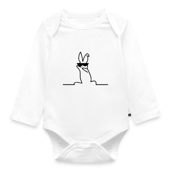 cool bunny - Organic Longsleeve Baby Bodysuit - white - Front