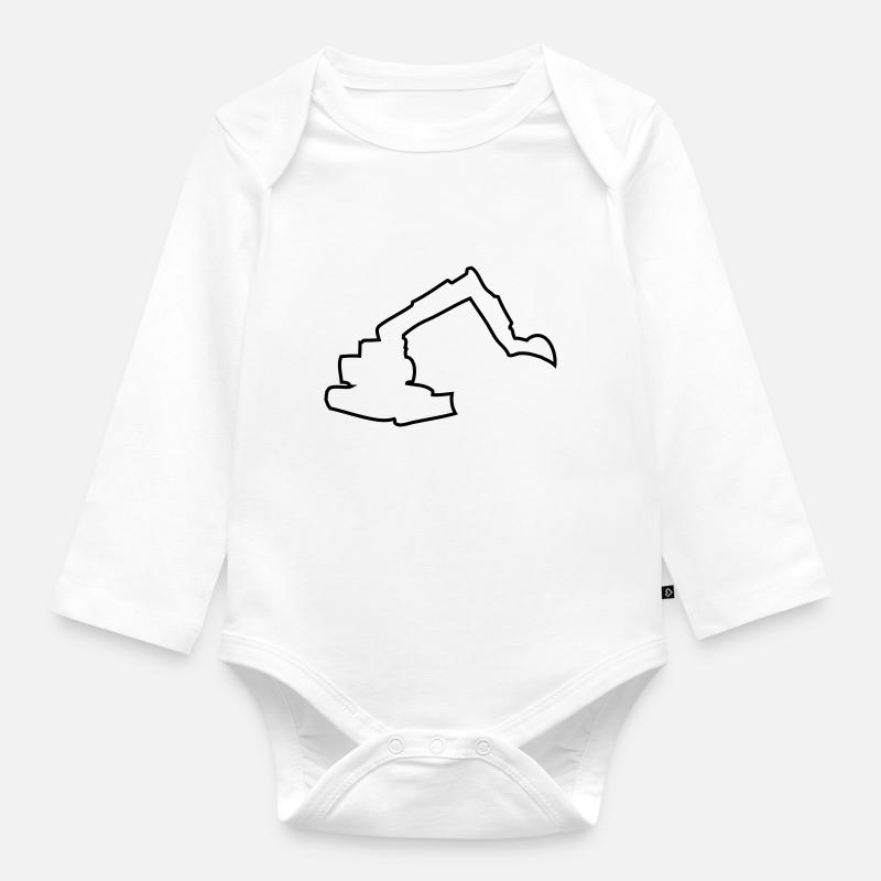 digger - Organic Longsleeve Baby Bodysuit - white