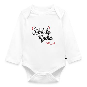 salut les moches - Body Bébé bio manches longues - blanc - Devant