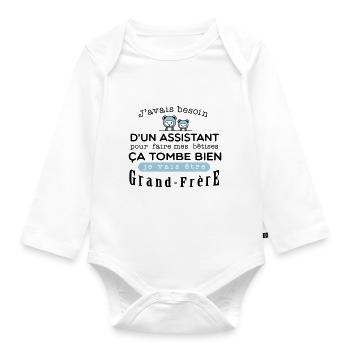Bientot Grand-Frêre Bétise - Body Bébé bio manches longues - blanc - Devant