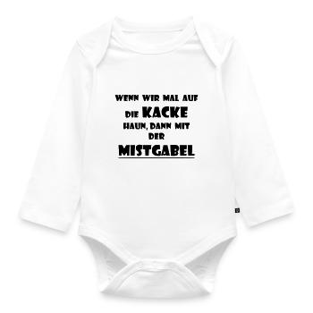 Pferde Spruch Stall reiten - Baby Bio-Langarm-Body - Weiß - Vorne