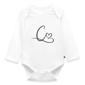 Letter C Initial letter Name Calligraphy Heart - Organic Longsleeve Baby Bodysuit - white - Front