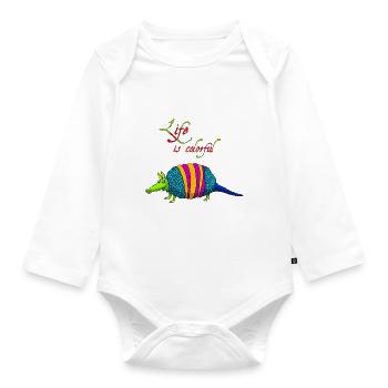 Tatou - La vie est colorée - Body Bébé bio manches longues - blanc - Devant