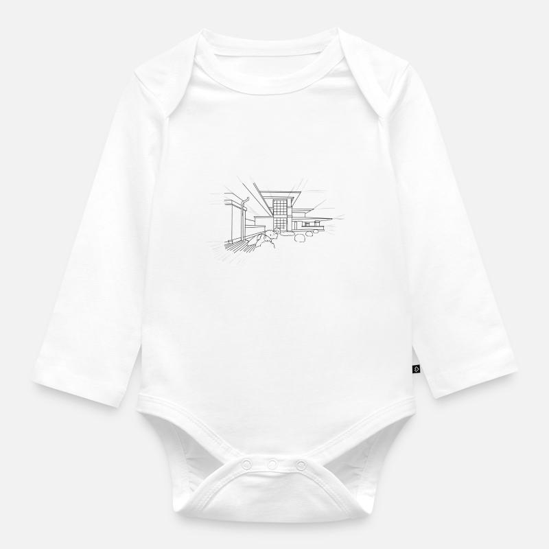 Architecture - Body Bébé bio manches longues - blanc