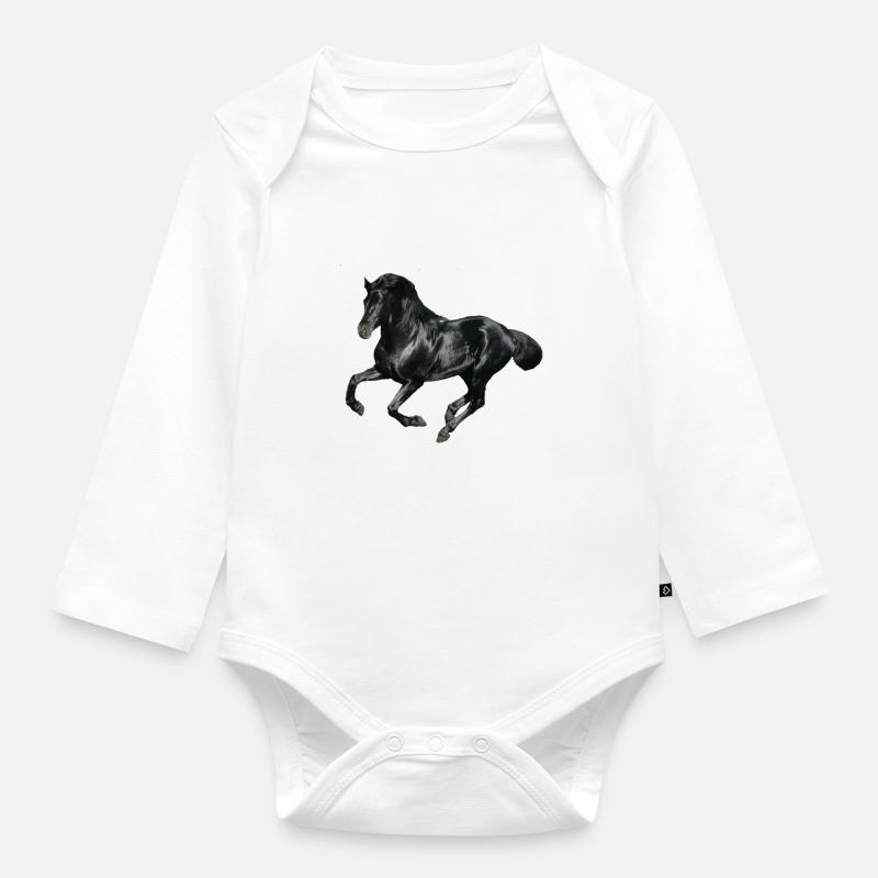 Pferd - Baby Bio-Langarm-Body - Weiß