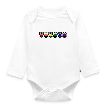 Owl Rainbow Mouthguard Corona - Organic Longsleeve Baby Bodysuit - white - Front