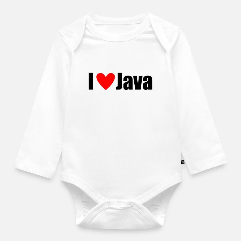 I LOVE Java - Baby Bio-Langarm-Body - Weiß