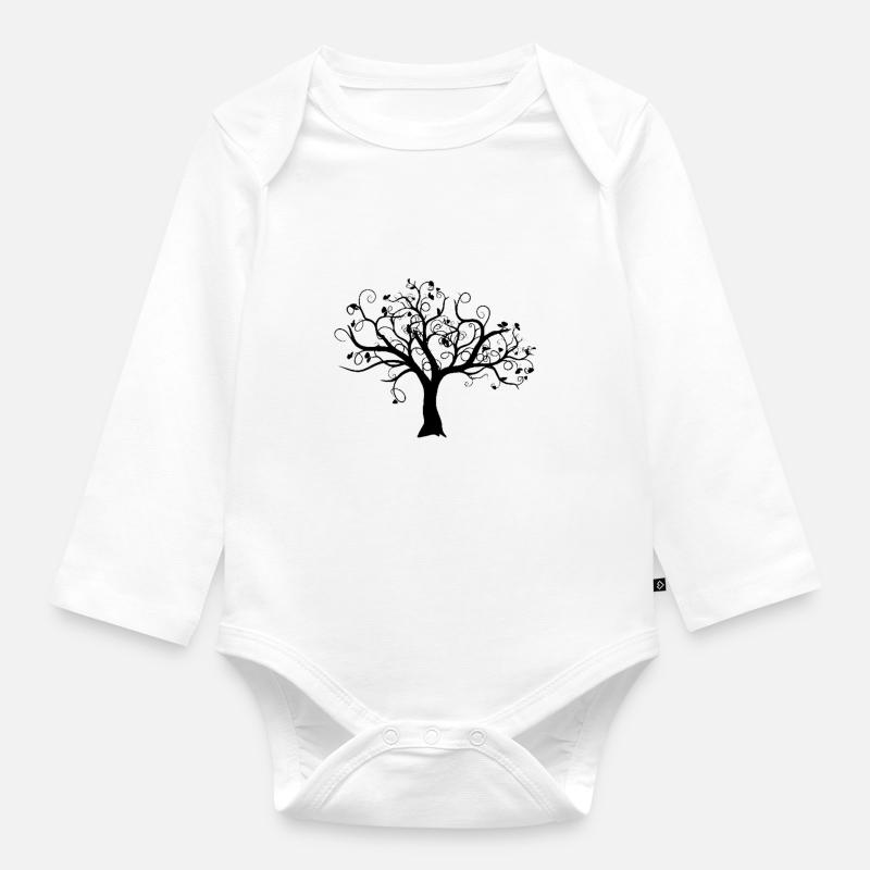 Baum - Baby Bio-Langarm-Body - Weiß