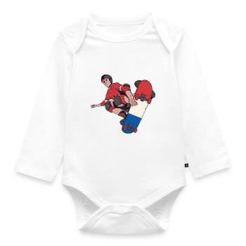 Skateboard patineur France drapeau tricolore - Body Bébé bio manches longues - blanc - Devant