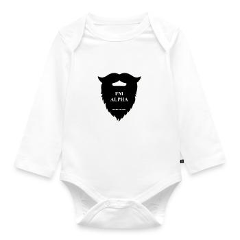 Alpha beard! - Organic Longsleeve Baby Bodysuit - white - Front