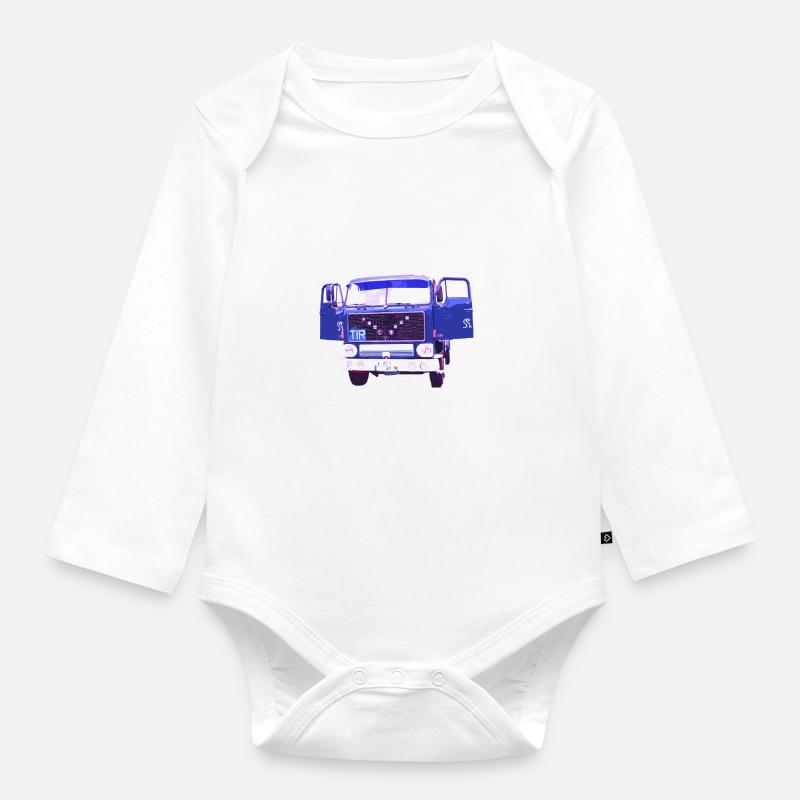 camion rétro - Body Bébé bio manches longues - blanc