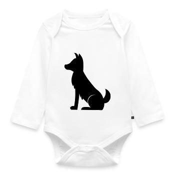 Simple black dog / simple black dog - Organic Longsleeve Baby Bodysuit - white - Front