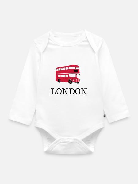 London - Organic Longsleeve Baby Bodysuit - white