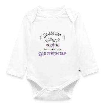 je suis une copine qui déchire - Body Bébé bio manches longues - blanc - Devant