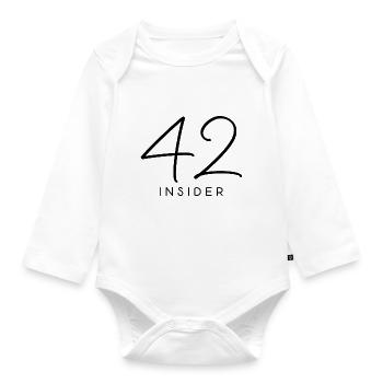42 insider Film Galaxis Anhalter Spruch Schrift - Baby Bio-Langarm-Body - Weiß - Vorne