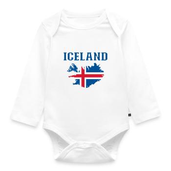 Iceland Flagge Landkarte - Baby Bio-Langarm-Body - Weiß - Vorne