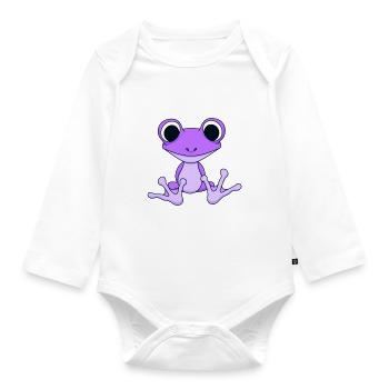 frog with huge eyes,frog,eye - Organic Longsleeve Baby Bodysuit - white - Front