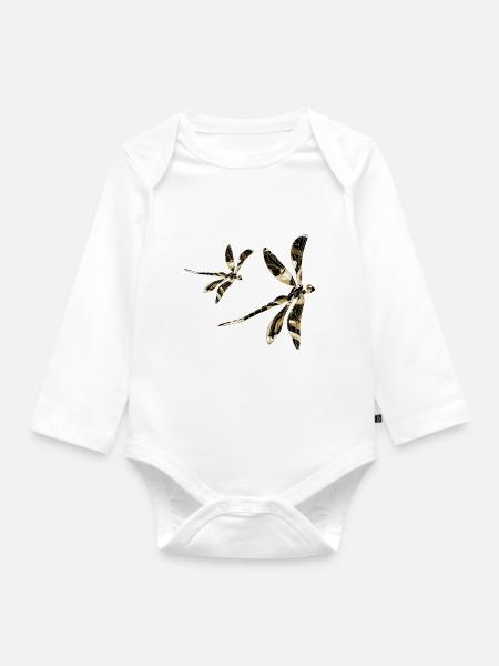 Libellen - Baby Bio-Langarm-Body - Weiß