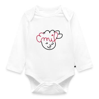Emil Face Drawing - Organic Longsleeve Baby Bodysuit - white - Front