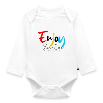 Enjoy Your Life - Baby Bio-Langarm-Body - Weiß - Vorne