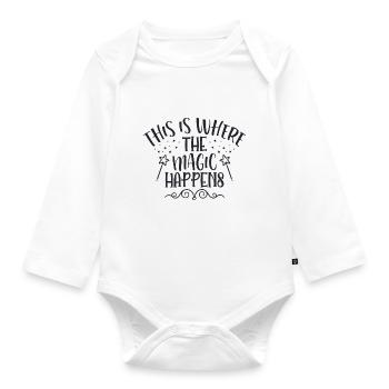 This Is Where The Magic - Organic Longsleeve Baby Bodysuit - white - Front