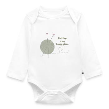 Stricken ist mein glücklicher Ort - Baby Bio-Langarm-Body - Weiß - Vorne