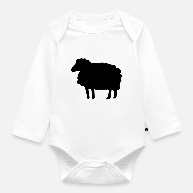 Farbe anpassbar Lustiges Schaf Silhouette Geschenk - Baby Bio-Langarm-Body - Weiß