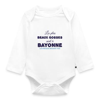 Les plus beaux gosses sont à bayonne - Body Bébé bio manches longues - blanc - Devant