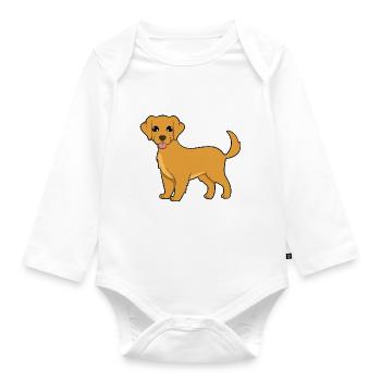 Golden Retriever - Organic Longsleeve Baby Bodysuit - white - Front