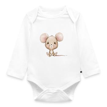 Maus - Baby Bio-Langarm-Body - Weiß - Vorne