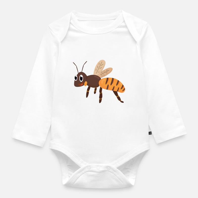 Biene Hummel - Baby Bio-Langarm-Body - Weiß