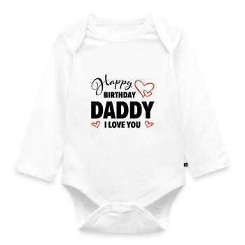 Joyeux anniversaire Papa T’aime Bébé Cadeau - Body Bébé bio manches longues - blanc - Devant