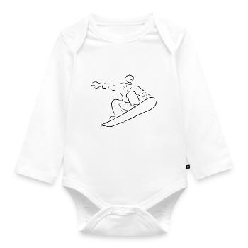 Snowboard Snowboarder - Baby Bio-Langarm-Body - Weiß - Vorne