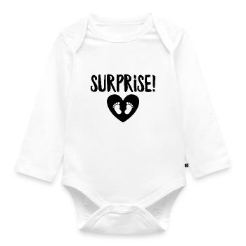 Surprise Pregnancy Announcement Mom To Be - Organic Longsleeve Baby Bodysuit - white - Front