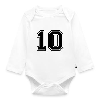 Number 10 Team Football Baseball Basketball University - Organic Longsleeve Baby Bodysuit - white - Front