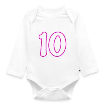 10 Number number - Organic Longsleeve Baby Bodysuit - white - Front