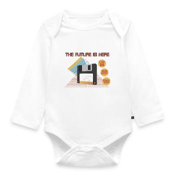 The future is here - Organic Longsleeve Baby Bodysuit - white - Front