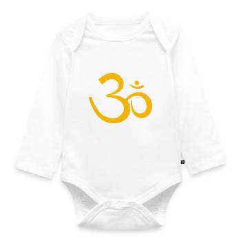 Symbole om ohm jaune transparent zen yoga - Body Bébé bio manches longues - blanc - Devant