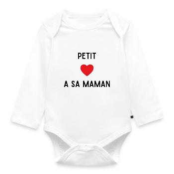 PETIT COEUR A SA MAMAN - Body Bébé bio manches longues - blanc - Devant