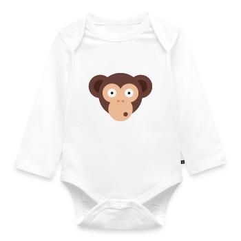 Monkey Ape - Organic Longsleeve Baby Bodysuit - white - Front